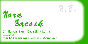 nora bacsik business card